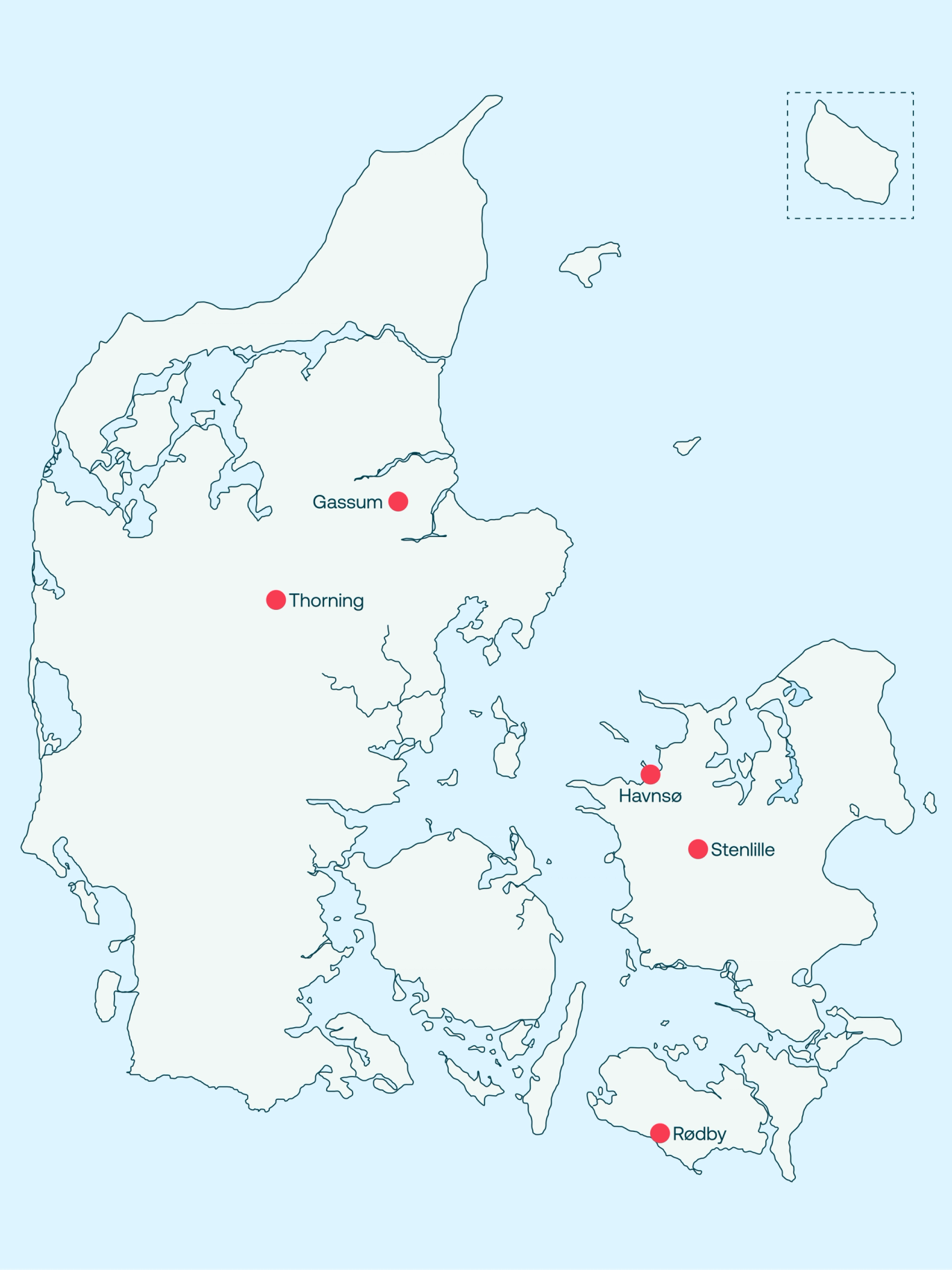 Danmarkskort med billede over mulige lagre